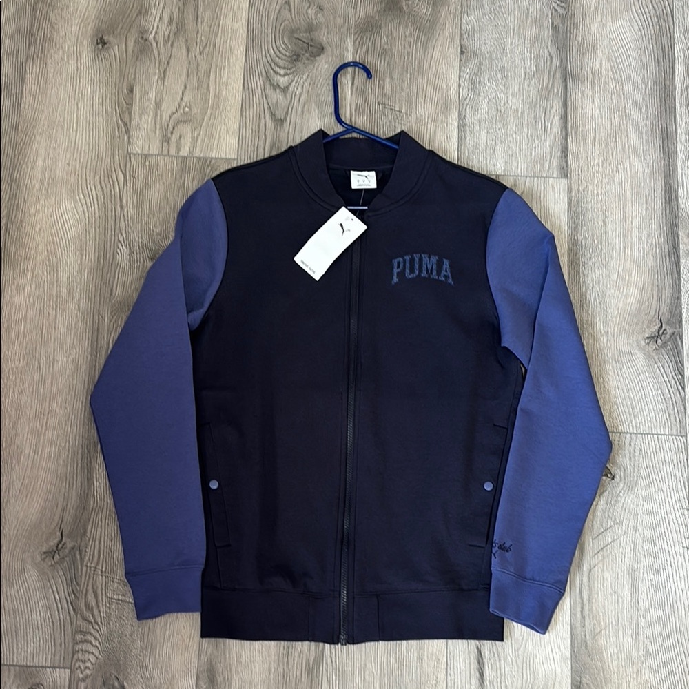 PUMA Class Bomber Jacket Dark Blue Hooded Hoodie Sweatshirt Size Men’s S